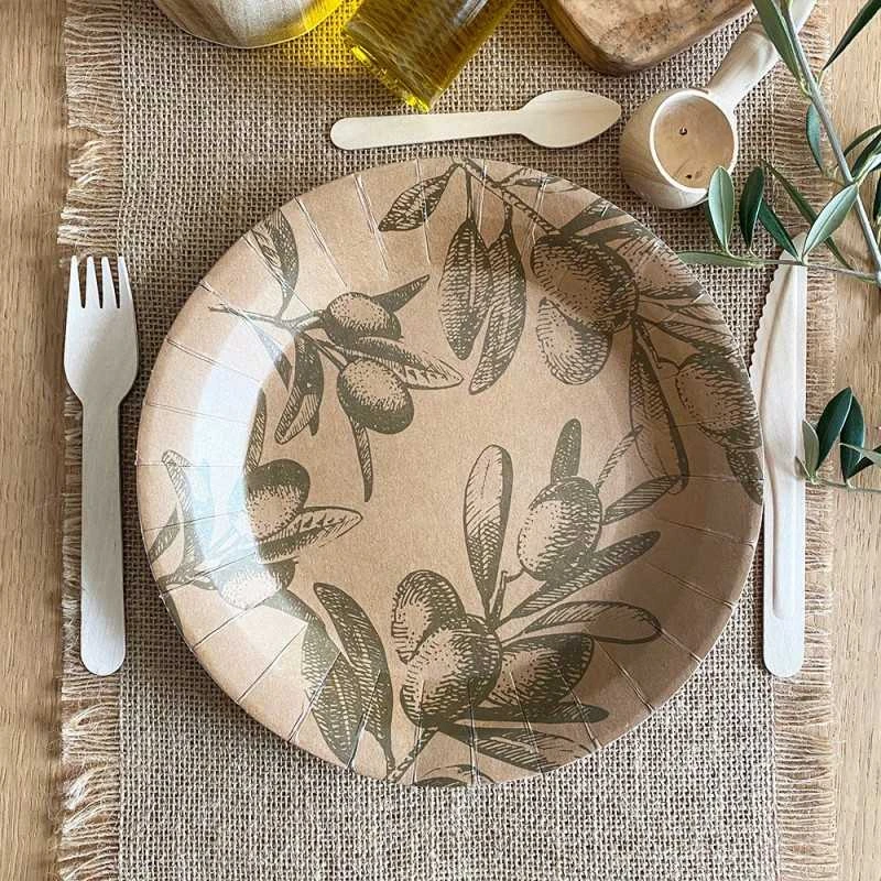 Pack 50 Assiettes Olivier Ambiance Nature 4 Pack 50 Assiettes Olivier Ambiance Nature – Image 2