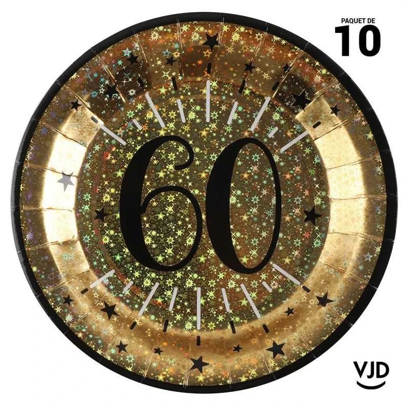 Pack 50 Personnes Anniversaire 60 Ans Noir Et Or 5 Pack 50 Personnes Anniversaire 60 Ans Noir Et Or – Image 3