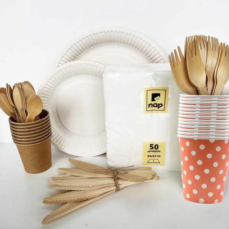 Pack 50 Personnes Blanc Kraft 500 Pièces 8 Produits 4 Pack 50 Personnes Blanc Kraft 500 Pièces 8 Produits – Image 2