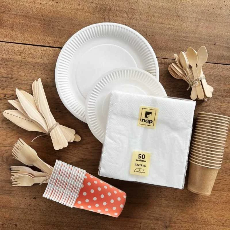 Pack 50 Personnes Blanc Kraft 500 Pièces 8 Produits 3 Pack 50 Personnes Blanc Kraft 500 Pièces 8 Produits