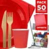 Pack 50 Personnes Promo Rouge 355 Pièces -Vacances Vaisselle Magasin pack 50 personnes promo rouge 355 pieces