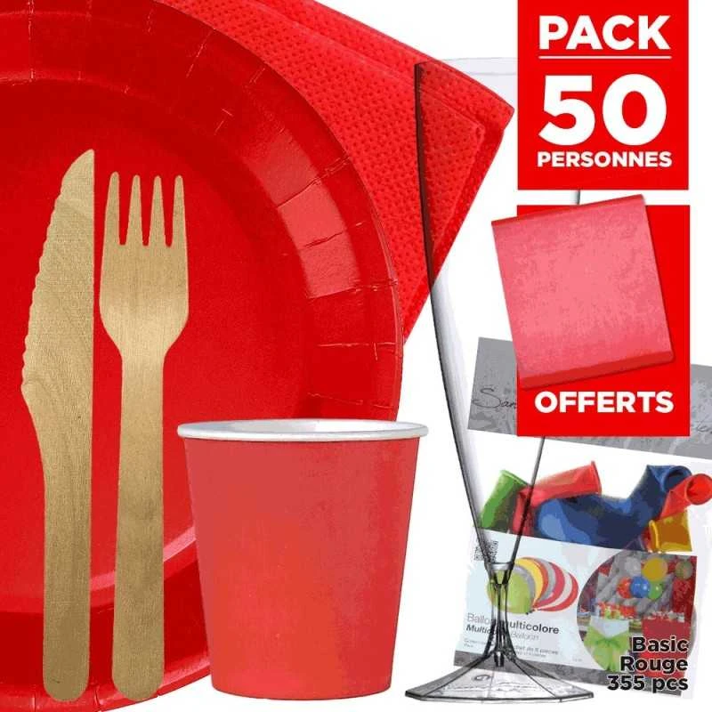 Pack 50 Personnes Promo Rouge 355 Pièces 3 Pack 50 Personnes Promo Rouge 355 Pièces