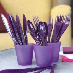 Pack 50 X 3 Couverts Aubergine 50 Personnes 6 Pack 50 X 3 Couverts Aubergine 50 Personnes -Vacances Vaisselle Magasin pack 50 x 3 couverts aubergine 50 personnes 1