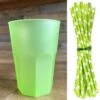 Pack 54 Verres Cocktail Vert + 60 Pailles Vertes -Vacances Vaisselle Magasin pack 54 verres cocktail vert 60 pailles vertes