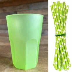 Pack 54 Verres Cocktail Vert + 60 Pailles Vertes