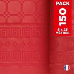 Pack 6 Nappes En Damassé Rouge 25 M -Vacances Vaisselle Magasin pack 6 nappes damasse rouge 25 metres 1
