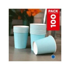 Pack 100 Gobelets Carton Bleu Pastel 21 Cl