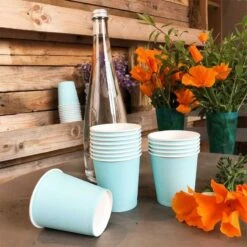 Pack 100 Gobelets Carton Bleu Pastel 21 Cl -Vacances Vaisselle Magasin pack 75 gobelets carton bleu 25 gratuits 4