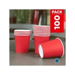 Pack 100 Gobelets Carton Rouges 21 Cl -Vacances Vaisselle Magasin pack 75 gobelets carton jaune 25 gratuits 1