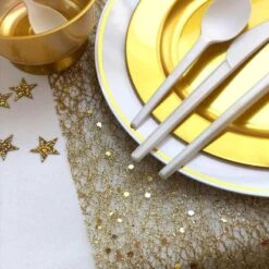 Pack 2 Chemins De Table Glitter Or + Kraft Noir -Vacances Vaisselle Magasin pack chemin de table glitter or kraft noir 5