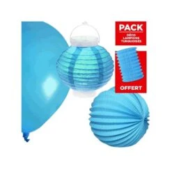 Pack Décoration De Salle Lampions Turquoise
