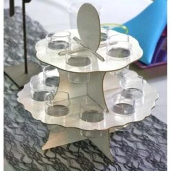 Présentoir Verrines Encarton Rigide Blanc 12 Places -Vacances Vaisselle Magasin presentoir verrines en carton rigide blanc 12 places 1