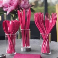 100 Petites Cuillères Luxe Fuchsia Recyclables Réutilisables -Vacances Vaisselle Magasin product 140