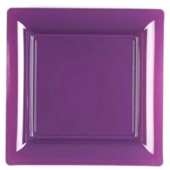 12 Assiettes Carrées Aubergine 21,5 Cm