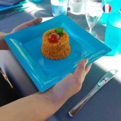 12 Assiettes Carrées Turquoise 21,5 Cm -Vacances Vaisselle Magasin product 179