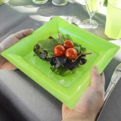 12 Assiettes Carrées Vert Anis 21,5 Cm -Vacances Vaisselle Magasin product 181