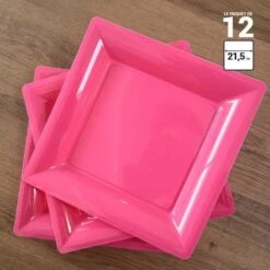 12 Assiettes Carrées Fuchsia 21,5 Cm 7 12 Assiettes Carrées Fuchsia 21,5 Cm -Vacances Vaisselle Magasin product 188