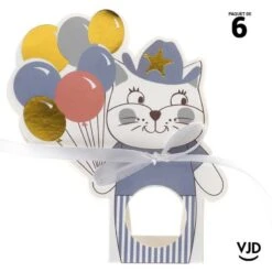 6 Boîtes Kitty Party Bleu 12,5 Cm