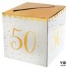 Tirelire Carton Blanche Et Or Métallisé 50 Ans -Vacances Vaisselle Magasin product 194