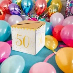 Tirelire Carton Blanche Et Or Métallisé 50 Ans -Vacances Vaisselle Magasin product 196