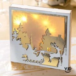 Décoration Cerf Enchanté Lumineux Or 25 Cm En Bois