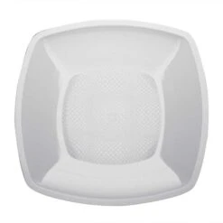 12 Assiettes Plates Carrées Plastique Blanc 23 Cm -Vacances Vaisselle Magasin product 219