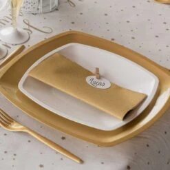 12 Assiettes Plates Carrées Plastique Blanc 23 Cm -Vacances Vaisselle Magasin product 220