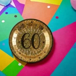 10 Assiettes Carton âge étincelant 60 Ans Or Irisé 22,5 Cm -Vacances Vaisselle Magasin product 261