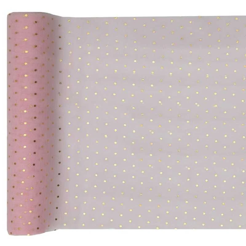 Chemin De Table Voile Rose à Pois Or 3 M 4 Chemin De Table Voile Rose à Pois Or 3 M – Image 2