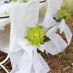 10 Housses De Chaise Avec Noeud En Intissé Blanches -Vacances Vaisselle Magasin product 295