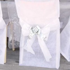 10 Housses De Chaise Avec Noeud En Intissé Blanches -Vacances Vaisselle Magasin product 297