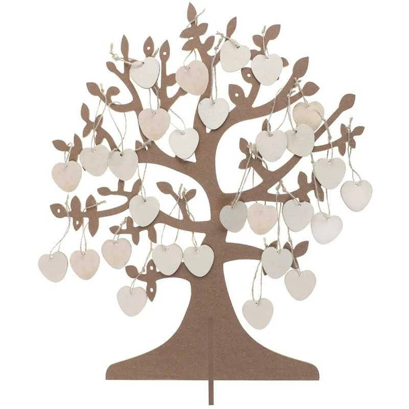 Arbre à Vœux 48 Cm X 40 Cm + 50 Cœurs Bois 3 Arbre à Vœux 48 Cm X 40 Cm + 50 Cœurs Bois