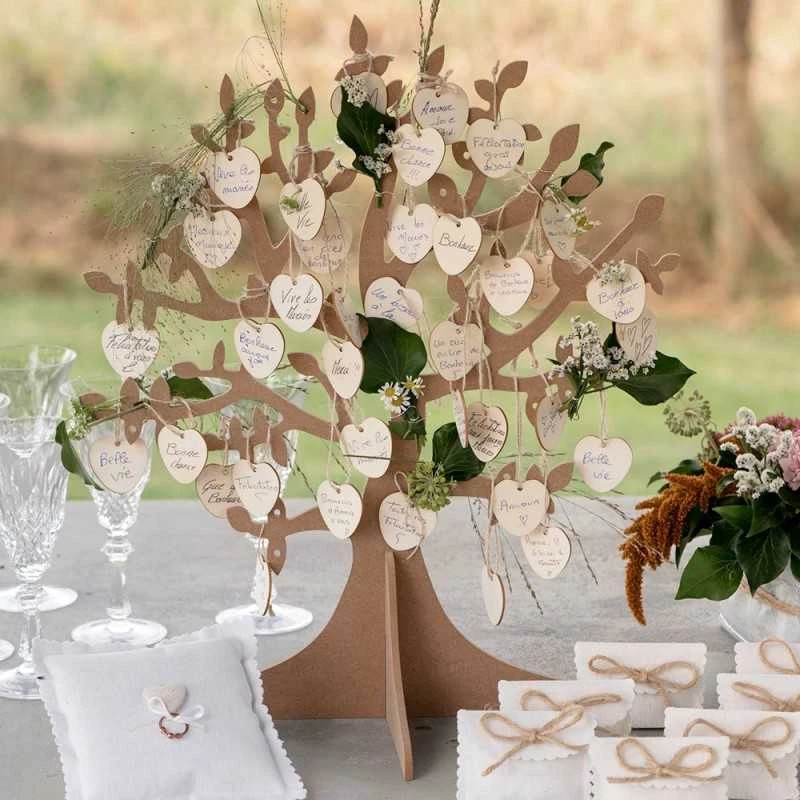 Arbre à Vœux 48 Cm X 40 Cm + 50 Cœurs Bois 4 Arbre à Vœux 48 Cm X 40 Cm + 50 Cœurs Bois – Image 2