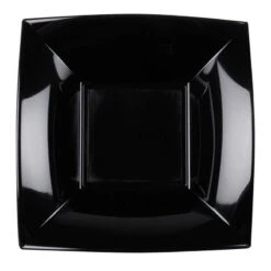 8 Assiettes Coupelles Creuses Carrées Plastique Noir 18 Cm