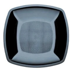 12 Assiettes Plates Carrées Plastique Noir 23 Cm