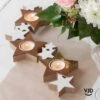Porte Bougies Bois En Ruban D'étoiles Rose Gold -Vacances Vaisselle Magasin product 354