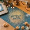 Chemin De Table Joyeux Noël Paillettes Bleu-canard En Coton 3 M -Vacances Vaisselle Magasin product 386