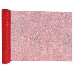 Chemin De Table Tulle Pailleté Couleur Rouge 5 M -Vacances Vaisselle Magasin product 411