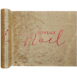 Chemin De Table Joyeux Noël En Velours Or 3 M -Vacances Vaisselle Magasin product 419