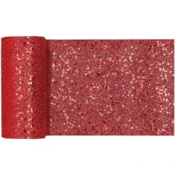 Chemin De Table Paillettes Rouge 5 M -Vacances Vaisselle Magasin product 437