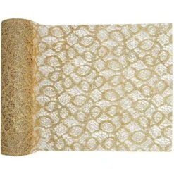 Chemin De Table Dentelle Métallique Or 5 M -Vacances Vaisselle Magasin product 457