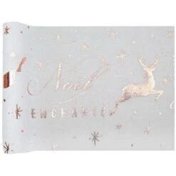Chemin De Table Cerf Enchanté Blanc Et Rose Gold 5 M -Vacances Vaisselle Magasin product 459