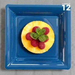 12 Assiettes Carrées Bleu Marine 21,5 Cm -Vacances Vaisselle Magasin product 475