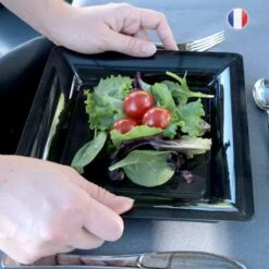 12 Assiettes Carrées Noires 21,5 Cm -Vacances Vaisselle Magasin product 477