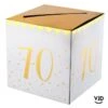 Tirelire Carton Blanche Et Or Métallisé 70 Ans -Vacances Vaisselle Magasin product 481