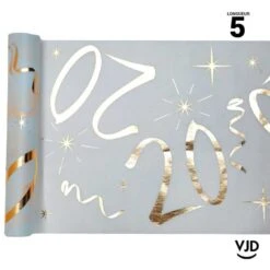 Chemin De Table Blanc Et Or Effet Métallisé 20 Ans 5 M