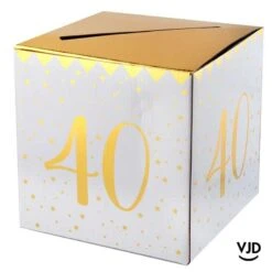 Tirelire Carton Blanche Et Or Métallisé 40 Ans