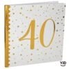 Livre D'or Blanc Et Or Effet Métallisé 40 Ans 24 Cm X 24 Cm