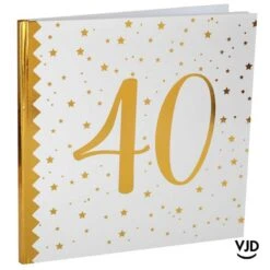 Livre D'or Blanc Et Or Effet Métallisé 40 Ans 24 Cm X 24 Cm