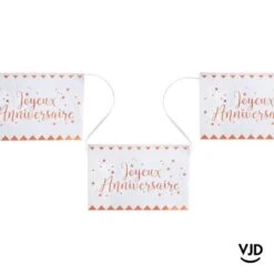 Banderole 5 Mètres Joyeux Anniversaire Blanche Et Or.